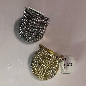 Layered Styled Silver or Gold Rhinestones Crystal Rings